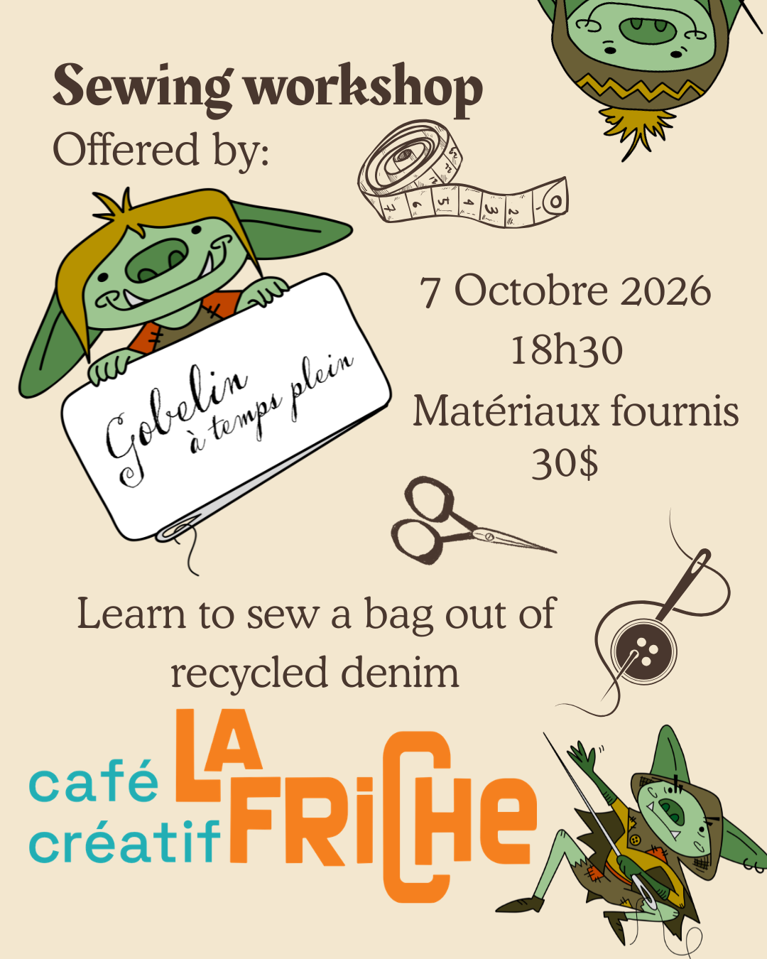 Atelier de couture – Sac en denim recyclé – 7 octobre 2026