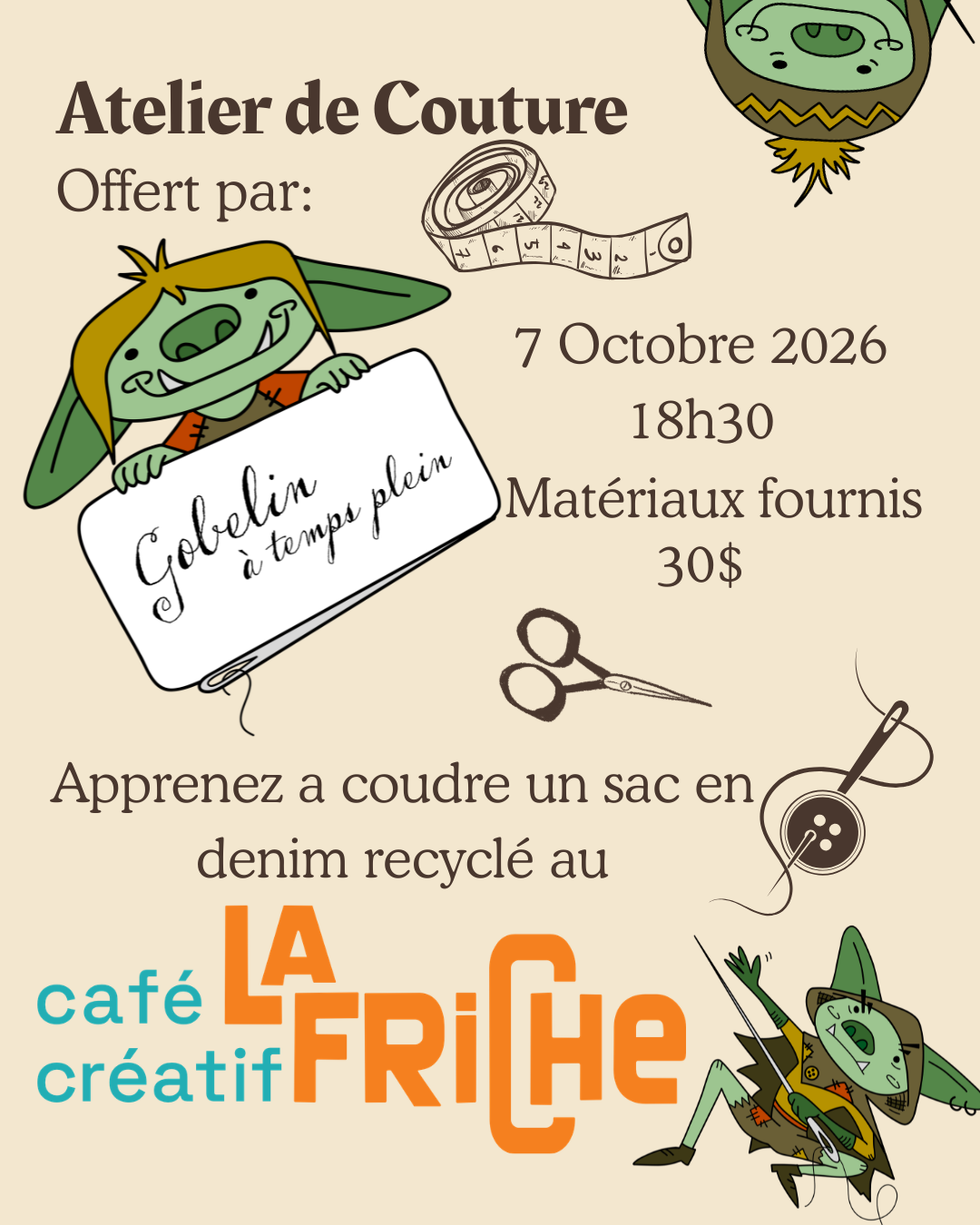 Atelier de couture – Sac en denim recyclé – 7 octobre 2026